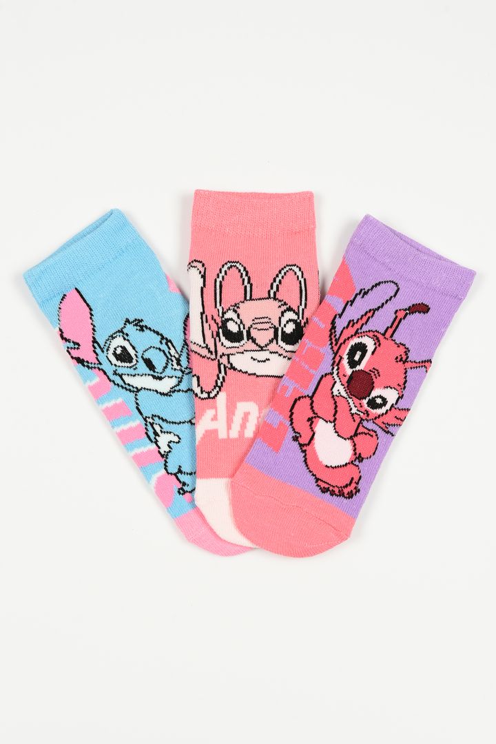 Παιδικές Κάλτσες για Κορίτσι Disney Stitch Χρώματος Πολύχρωμo EZO6018.PACK1