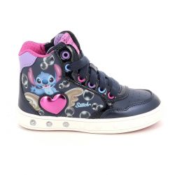 Παιδικό Μποτάκι για Κορίτσι Geox Ανατομικό Disney Stitch Με Φωτάκια ON/OFF Χρώματος Μπλε J668WE 054AJ C4268