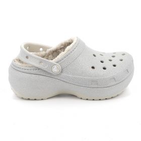 Women's Sambo Crocs Clsplatform Glitterlinedclogw Color Silver 210413-040