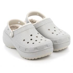 Women's Sambo Crocs Clsplatform Glitterlinedclogw Color Silver 210413-040