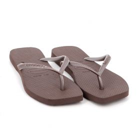 Γυναικεία Σαγιονάρα Havaianas Slim Square Logo Pop Up Χρώματος  Καφέ 4148301-0727
