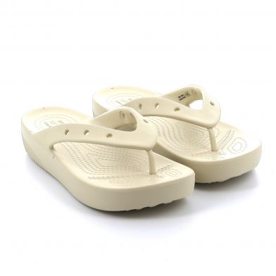 Γυναικεία Σαγιονάρα Crocs Classic Platform Flip W Ανατομική Χρώματος Μπεζ 207714-2Y2
