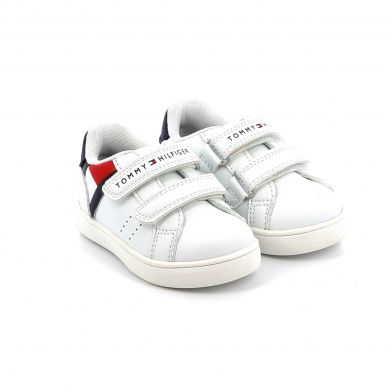 Παιδικό Χαμηλό Casual για Αγόρι Tommy Hilfiger Flag Low Cut Velcro Sneaker Χρώματος Λευκό T1B9-33327-1355100