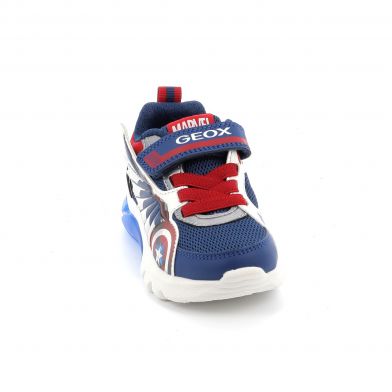 Παιδικό Αθλητικό Παπούτσι για Αγόρι Geox Avengers Ανατομικό με Φωτάκια On/Off Χρώματος Μπλε J45LBB 01454 C0200