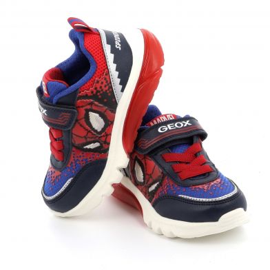 Παιδικό Αθλητικό Παπούτσι για Αγόρι Geox Spiderman Ανατομικό με Φωτάκια On/Off Χρώματος Μπλε J45LBF 014CE C0735