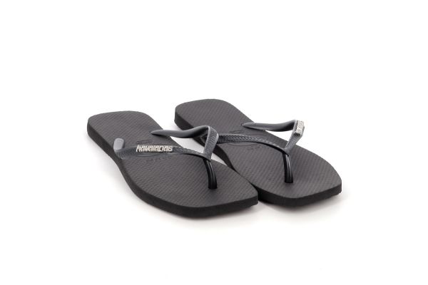 Γυναικεία Σαγιονάρα Havaianas Slim Square Logo Metallic Χρώματος Μαύρο 4148257-2976