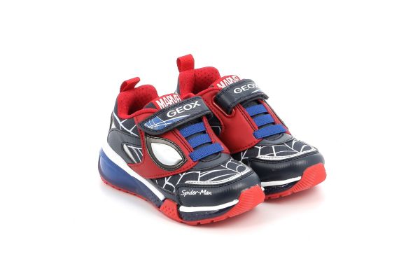 Children's Sports Shoe for Boy Geox Spiderman Anatomical with Color Lights Blue J36FED 0FUCE C0833