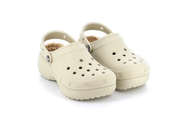 Γυναικείο Σαμπό Crocs Classic Platform Lined Clog W  Χρώματος Μπεζ 207938-2Y2