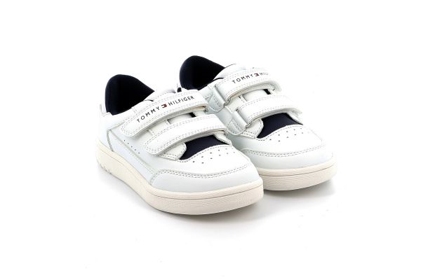 Children's Low Casual for Boy Tommy Hilfiger Stripes Low Cut Velcro Sneaker Color White T1X9-33339-1355100