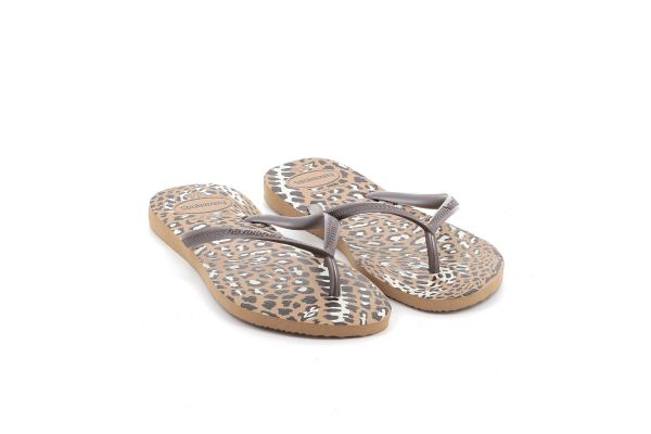 Γυναικεία Σαγιονάρα Havaianas Slim Print Χρώματος Καφέ Animal 4103352-6841