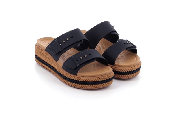 Female Mule Crocs Brooklyn Woven Buckle Anatomical Color Black 209978-001