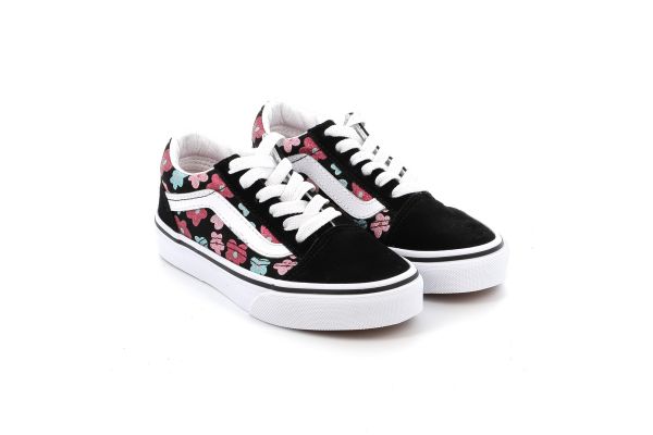 Children's Low Casual for Girl Vans Old Skool Glitter Flower Power Color Black VN000CYVBS51