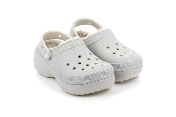 Γυναικείο Σαμπό Crocs Clsplatform Glitterlinedclogw Χρώματος Ασημί 210413-040