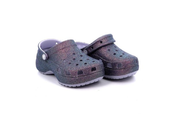 Women's Shampoo Crocs Platform Irid Glitter Clog Purple Anatomical Color 211024-5BR