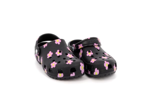 Παιδικό Σαμπό για Κορίτσι Crocs Classic Flower Clog K Ανατομικό Χρώματος Μαύρο 212670-001