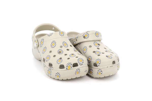 Γυναικείο Σαμπό Crocs Classic Platform Floral Clog Ανατομικό Χρώματος Μπεζ 212668-1WY