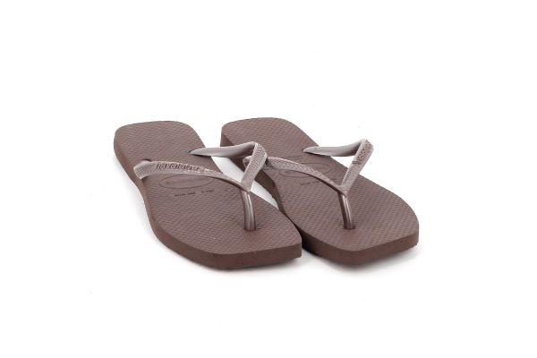 Γυναικεία Σαγιονάρα Havaianas Slim Square Logo Pop Up Χρώματος  Καφέ 4148301-0727